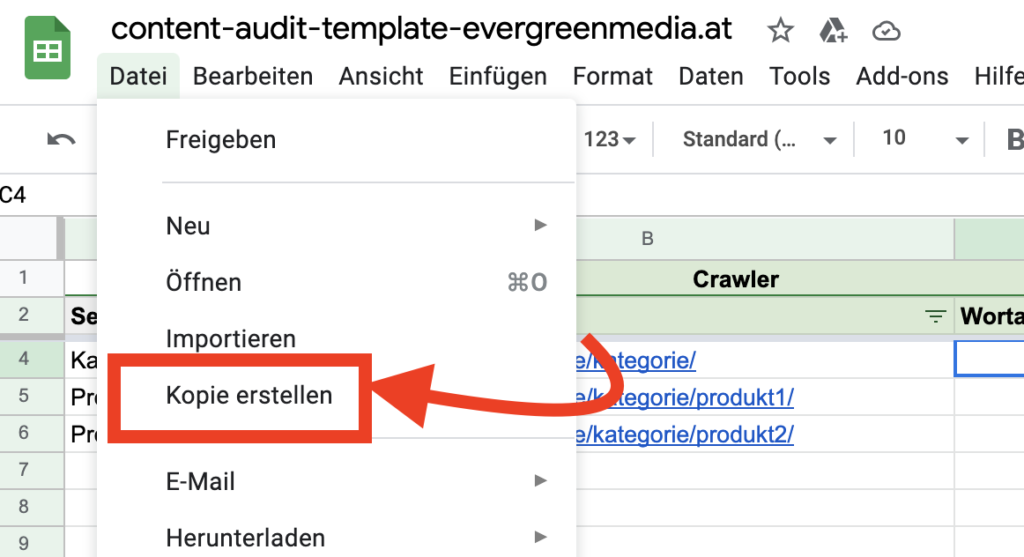 Anleitung Kopie erstellen